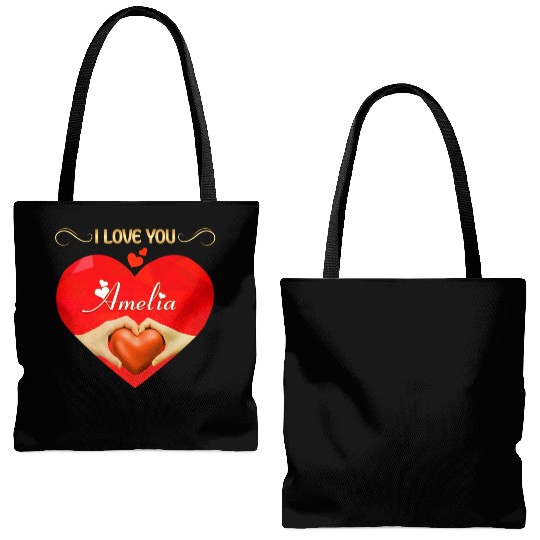 I love you Amelia Tote Bags (AOP)