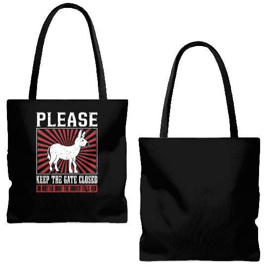 Donkey Please Keep The Gate Closed Pet Farm Animal Tote Bags (AOP)