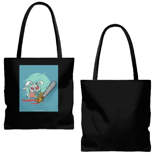 Angry rabbit chainsaw Angry rabbit chainsaw inspir Tote Bags (AOP)
