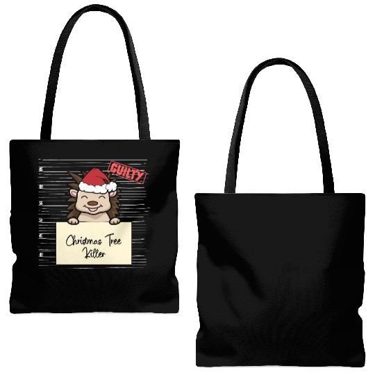Hedgehog christmas funny prison Tote Bags (AOP)