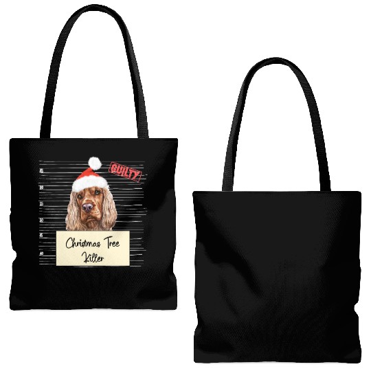 English cocker Spaniel christmas funny prison Tote Bags (AOP)