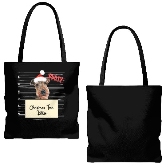 Airedale Terrier christmas funny prison Tote Bags (AOP)
