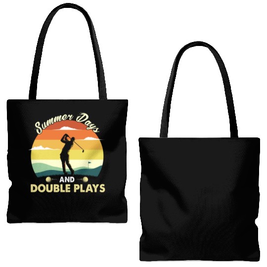 Golf summer days and double plays vintage Tote Bags (AOP)