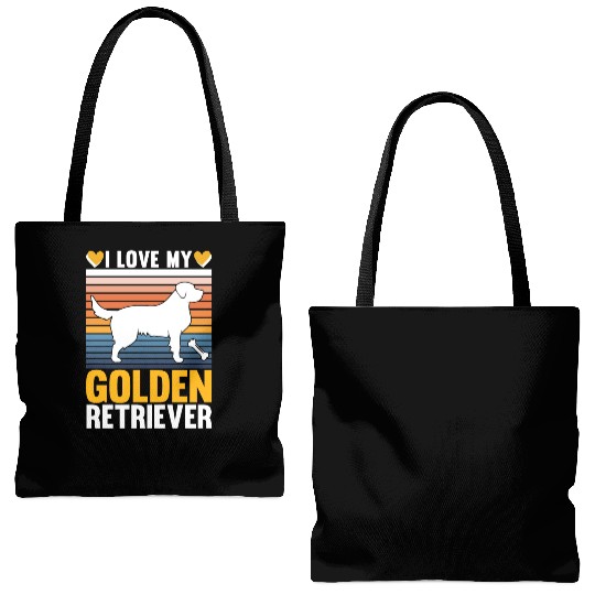 I Love My Golden Retriever Tote Bags (AOP)