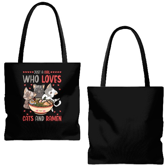 Ramen And Cats Fan Ramen Noodle Soup Tote Bags (AOP)