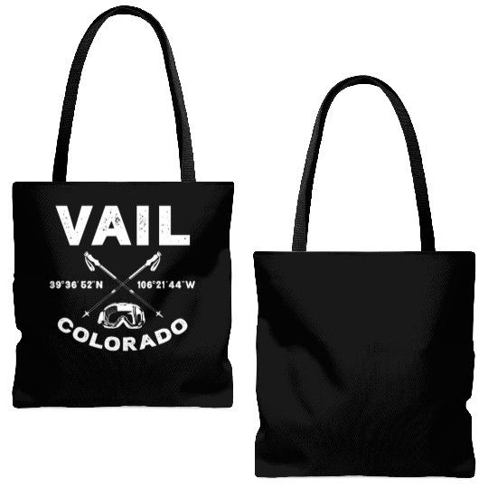 Vail Colorado, Skiing Tote Bags (AOP)