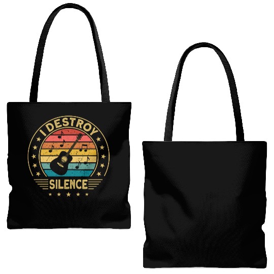 Guitar Guitarist I Destroy Silence loud music Tote Bags (AOP)