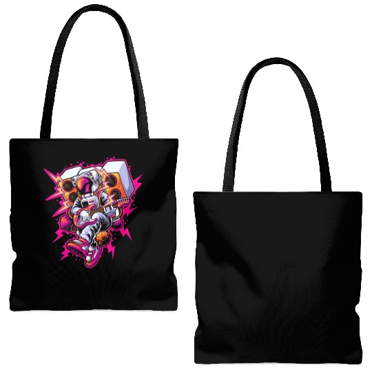 Astronaut Rock & roll playing guitar in space Tote Bags (AOP)