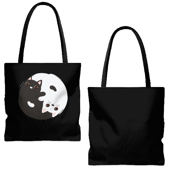 ying yang cat Tote Bags (AOP)