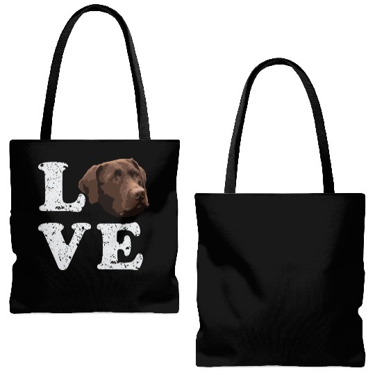 I Love My Chocolate Lab Labrador Retriever Dog Tote Bags (AOP)