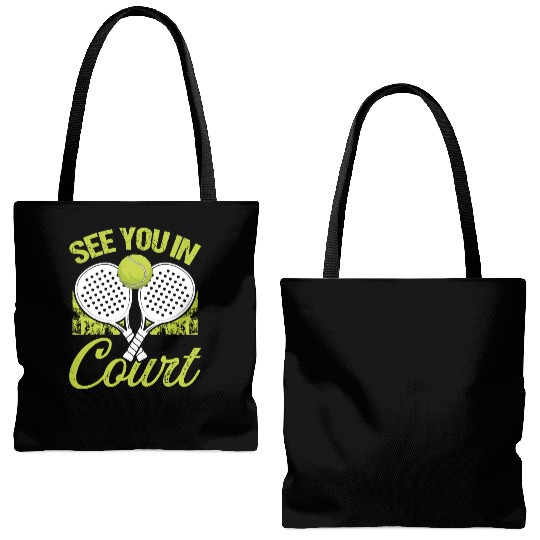 Paddle Tennis Player Match See you in Court Tote Bags (AOP)