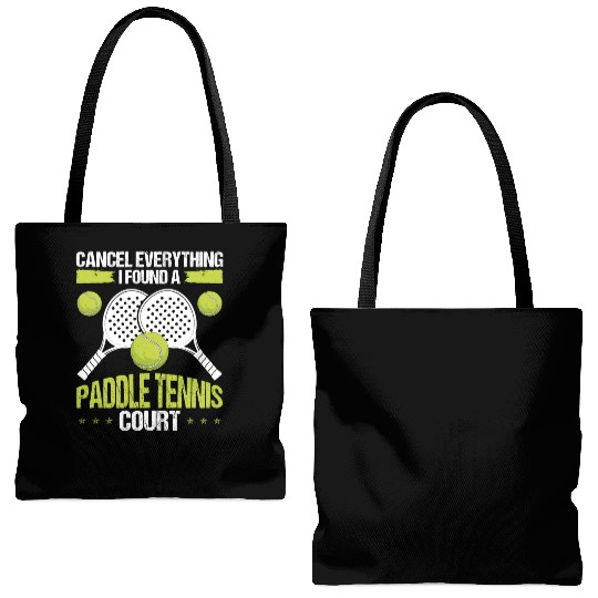 Paddle Tennis Player Match Paddle Court Balls Tote Bags (AOP)