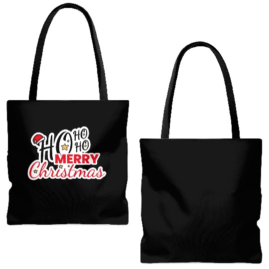 Ho HO HO Merry Christmas Santa Text Design Tote Bags (AOP)