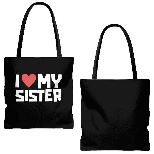 I Love My Sister Funny Siblings Day Gifts Cute Red Tote Bags (AOP)