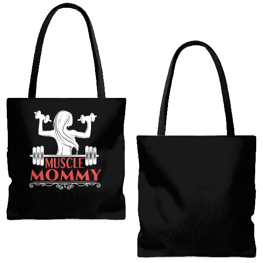 Muscle Mommy fitness saying Tote Bags (AOP)