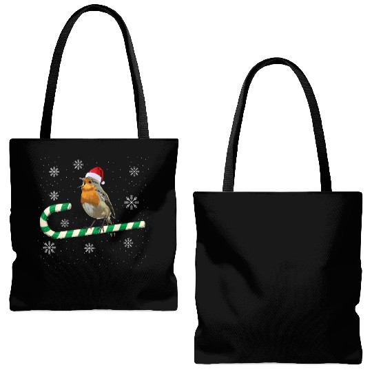 Robin Bird Watching Redbreast Birding Christmas Tote Bags (AOP)