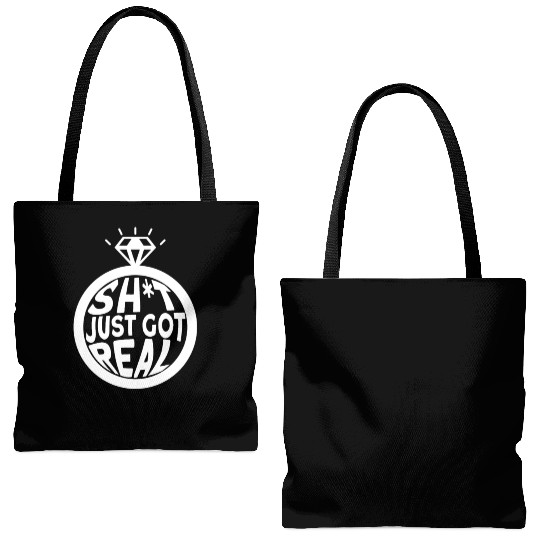 Sh*t Just Got Real - Bride Groom Matching Couple Tote Bags (AOP)