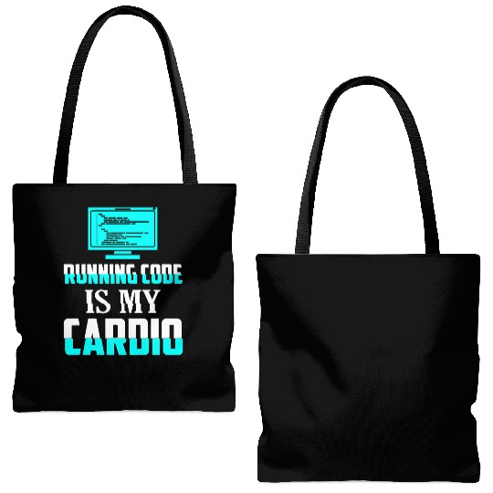 Running Code Is My Cardio Coding Software Tote Bags (AOP)
