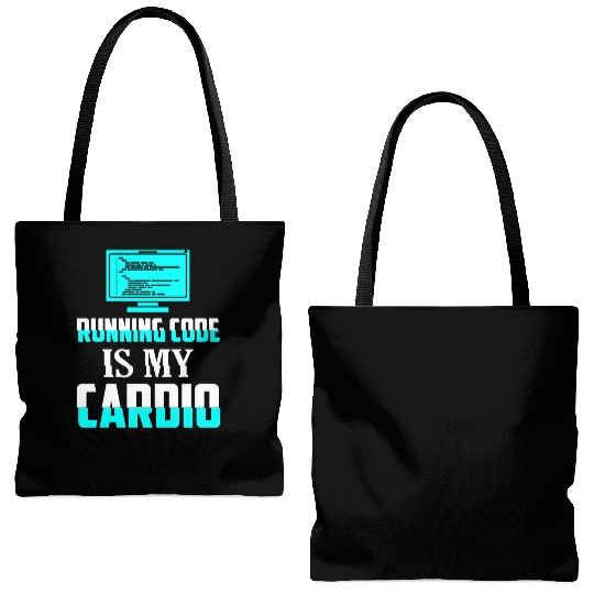 Running Code Is My Cardio Coding Software Tote Bags (AOP)