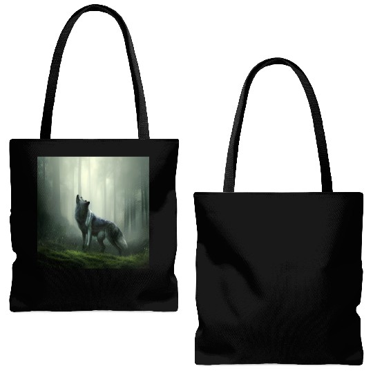 Howling wolf at midnight Tote Bags (AOP)