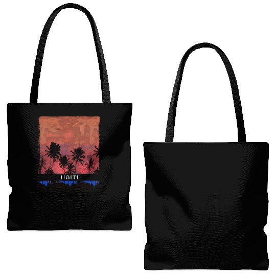 Haiti Caribbean Vacation Souvenir Palm Tree Beach Tote Bags (AOP)