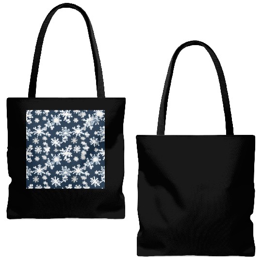 Snow pattern on navy blue background Tote Bags (AOP)