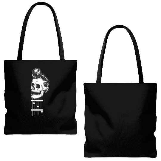 Rock N Roll Skeleton Head -Sweet Rock On Guitar Tote Bags (AOP)