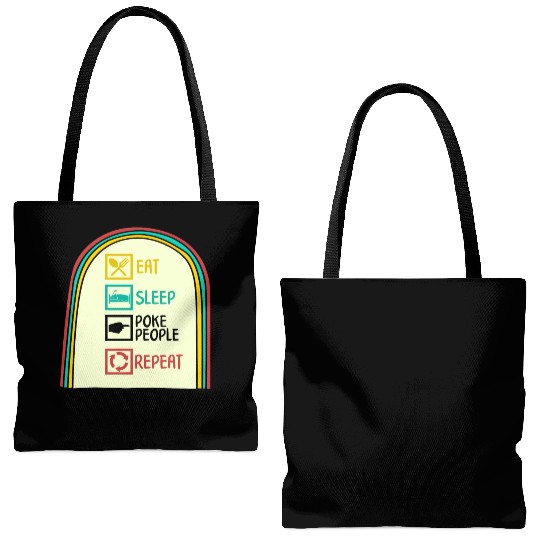 Acupuncture Tote Bags (AOP), Eat Sleep Poke People Repeat