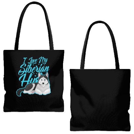 I Love My Siberian Husky Tote Bags (AOP)