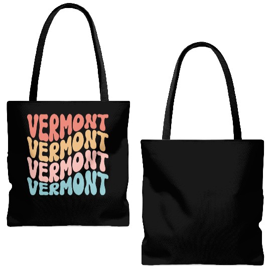 Retro Vermont Use State Tote Bags (AOP)
