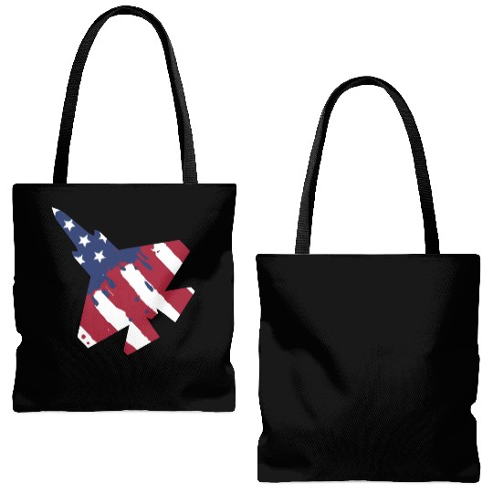 F-35 Lightning Military American Painted Flag Jet Tote Bags (AOP)