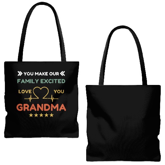 You make family excited love Grandma Heart Beat Tote Bags (AOP)