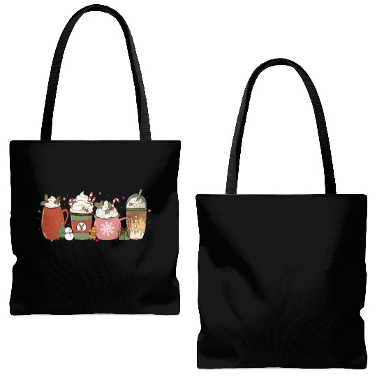 Hot Chocolate Cup Peppermint Mocha Tote Bags (AOP)