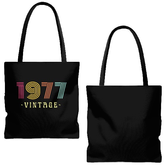 Neon Rainbow Retro Birthday Year Vintage 1977 Tote Bags (AOP)