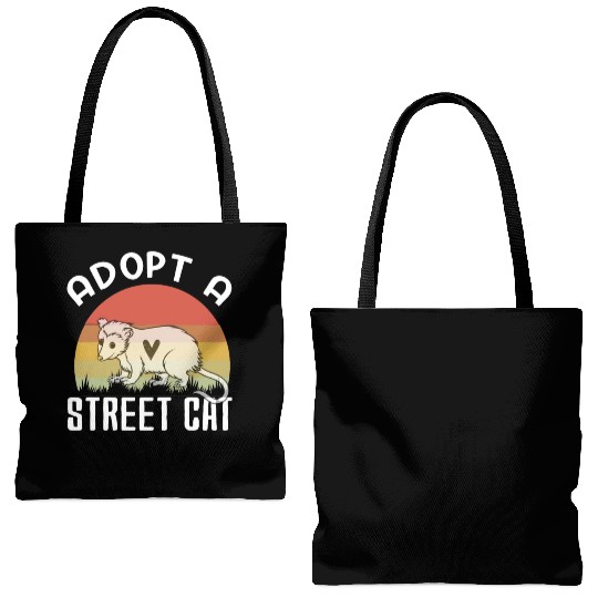 Adopt A Street Cat Funny Opossum Vintage Tote Bags (AOP)