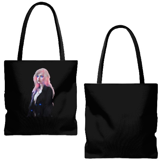 Cyberpunk girl with pink hair and blue eyes Tote Bags (AOP)