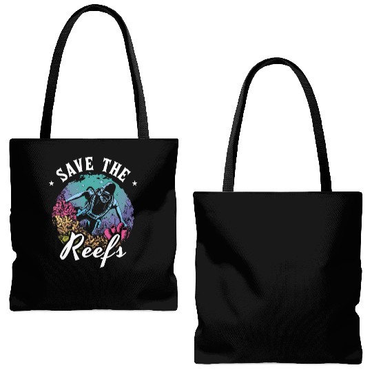 Marine Biology Save The Reefs Underwater Ecology Tote Bags (AOP)