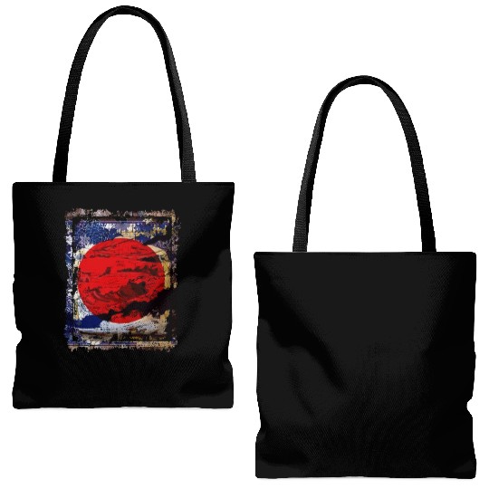 Japan Flag Red Circle Blue Mountain Collage Art 74 Tote Bags (AOP)