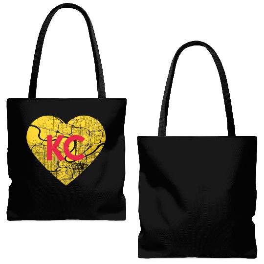 I Love Kansas City Football Kc Heart Map Tote Bags (AOP)