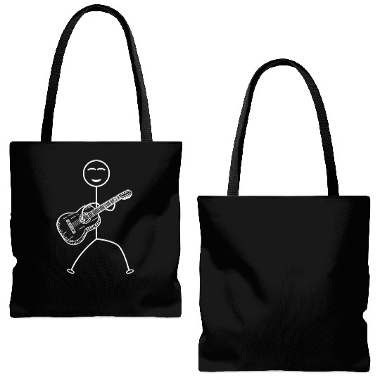 Guitar Player Stick Figure Funny Stick Figure Guit Tote Bags (AOP)