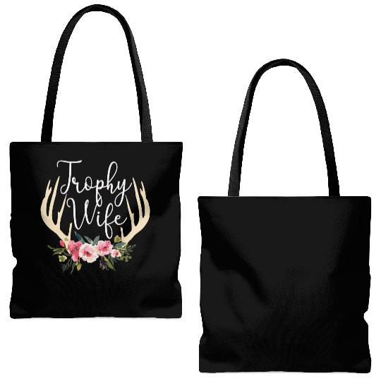 Trophy Wife Cute Deer Antlers Flowers Hunters Wife Tote Bags (AOP)