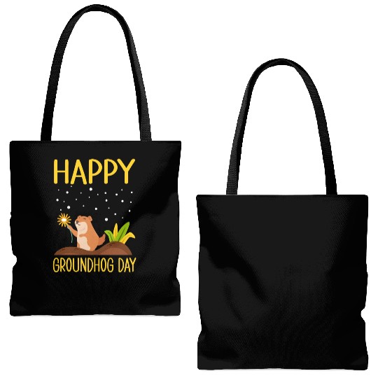 Happy Groundhog Day Tote Bags (AOP)