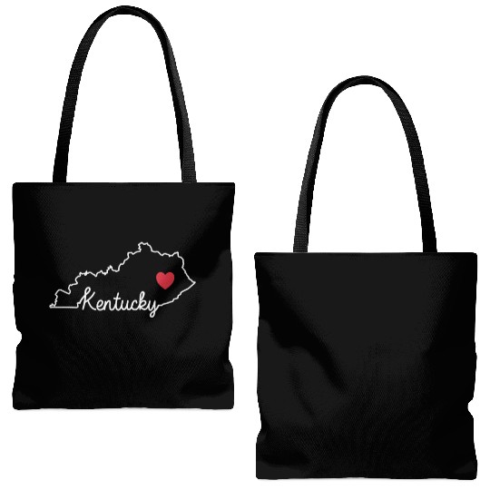 Kentucky Card with Heart USA America Tote Bags (AOP)