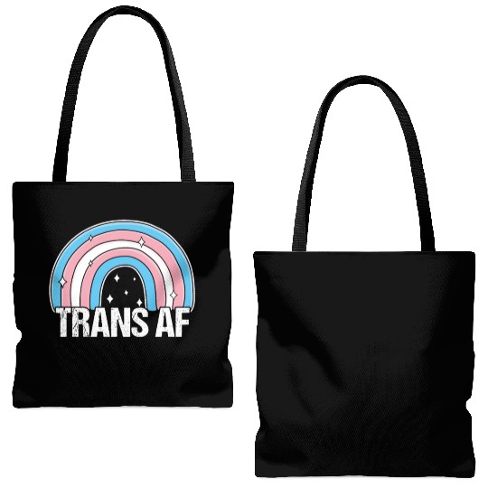 Trans AF Transsexual Transgender Pride Flag Rainbo Tote Bags (AOP)