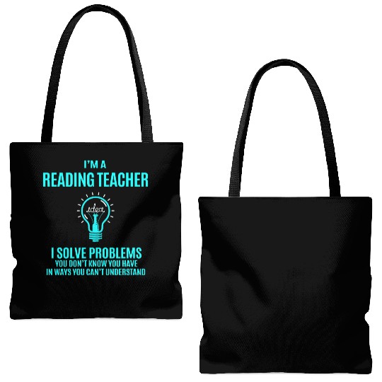 Reading Teacher Tote Bags (AOP) - I Solve Problems Gift It