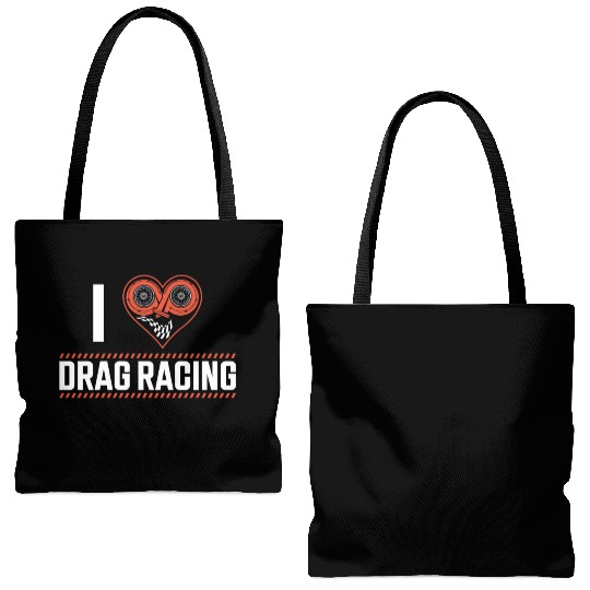 Drag Racing Race Car Heart I Love Tote Bags (AOP)