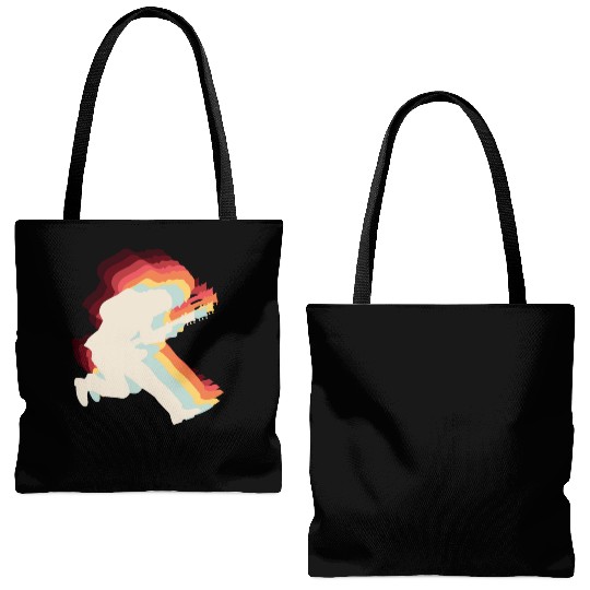 Rock and Roll Guitar Player Retro Guitarist Music Tote Bags (AOP)