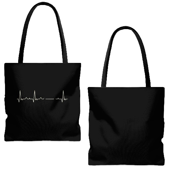 Private Jet Airplane. Heart. Love. EKG. Pulse. Tote Bags (AOP)