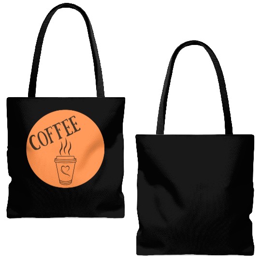 Black Orange Coffee Time Tote Bags (AOP)