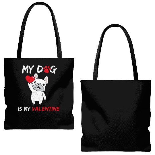 My Dog Is My Valentine Tote Bags (AOP)